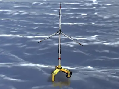 Wind turbine with Tripile Offshore Foundation V1 H-120 RD160 m Low-poly 3D model