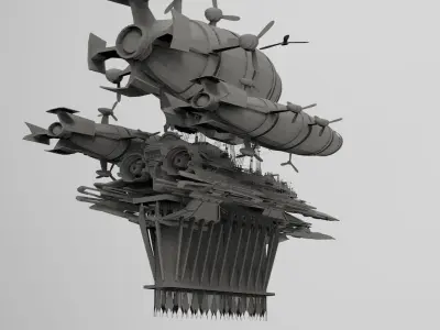 Grand Cathedral Airship 8 3D model 3D model