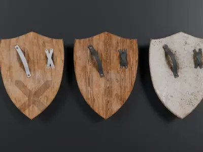 Medieval shield pack  Low-poly 3D model