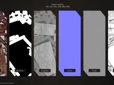 Post Apocalyptic melee weapon Low-poly 3D model