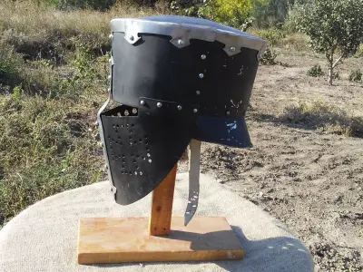 WG 7050 - Medieval Pot Helm - DXF Armor Pattern Low-poly 3D model