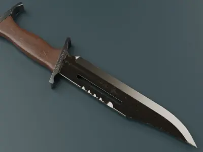 Hunting knife Low-poly 3D model 4