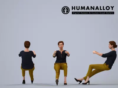 Basics0053 - A set containing 5 models of female adults driving 3D model