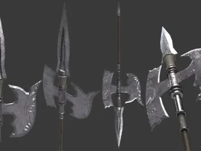 Medieval Halberd Low-poly 3D model purchase