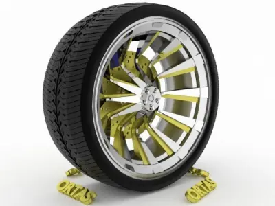ORTAS CAR WHEEL RIM 71 GAME READY WHEEL RIM TIRE 3D model
