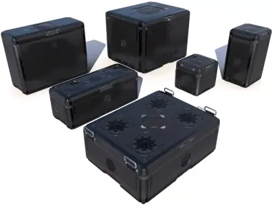 Sci Fi black cargo crates Low-poly 3D model