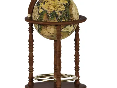  Vintage Globe Bar Cart 3D model