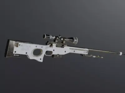 AWP Low Poly Sniper Rifle Game Ready Quad Topology  PBR Textures Low-poly 3D model