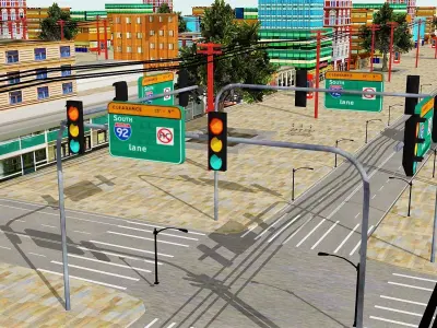 Low Poly Street  Low-poly 3D model