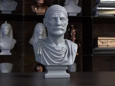 Hannibal Barca Carthaginian General Bust STL File 3D Printable 3D print model