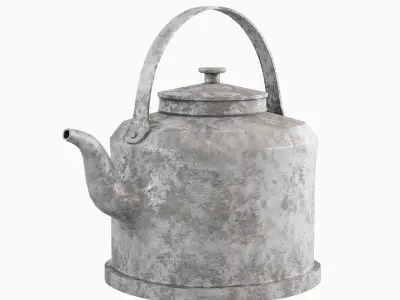 Used Iron Kettle 03  Low-poly 3D model