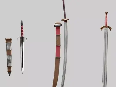 Katana Dagger Falchion Sword 3D Model Free 3D model