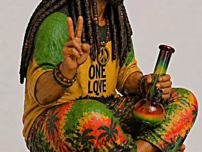 Reggae Hippie Herb Grinder-2-Part Magnetic-MellowVerse 3D print model