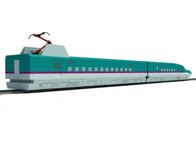 Blue High-Speed Train Shinkansen 3D model
