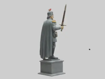 Heroic Military Commander Statue model Low-poly 3D model