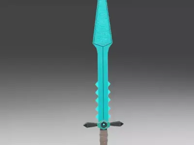 Ice-sword turquoise sword Free low-poly 3D model
