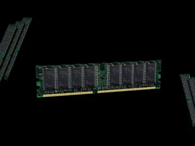 Ram Memory Card Computer Part Tech Machine Storage Data Sci Fi Low-poly 3D model
