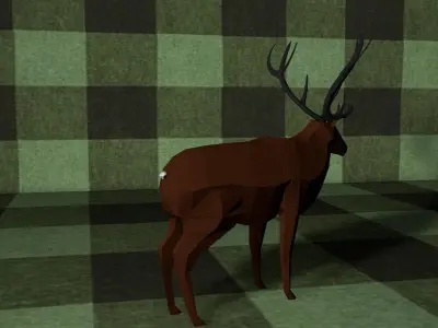 Low poly deer with antlers Low-poly 3D model