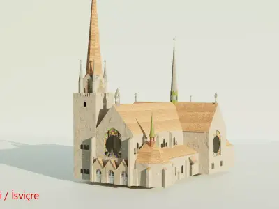 3D church modeling Free low-poly 3D model