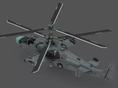 Kamov Ka-52 Alligator 3D Model Russian Attack Helicopter Free low-poly 3D model