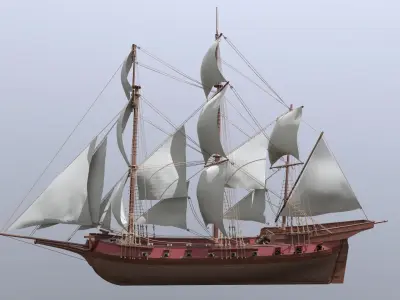 Frigate Low-poly 3D model purchase