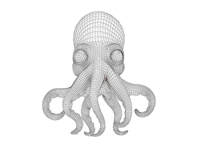 Cartoon octopus Low-poly 3D model