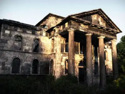 Mausoleum building with columns and arches 3D model