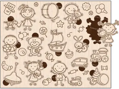 Laser Cut Puzzle Cartoon Kids Toys DIY Montessori 3D model