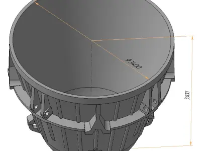 Ductile Cast Iron Slag Ladle 16m3 3D model