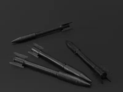 Game ready set of  APU-14U launcher and S-3 unguided missile Low-poly 3D model