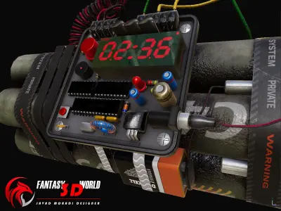 C4 Bomb Timer Low-poly 3D model