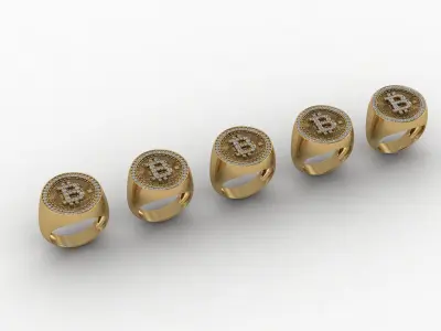 Bitcoin ring 5 sizes Low-poly 3D model