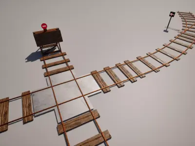 Train Track Kit Low-poly 3D model