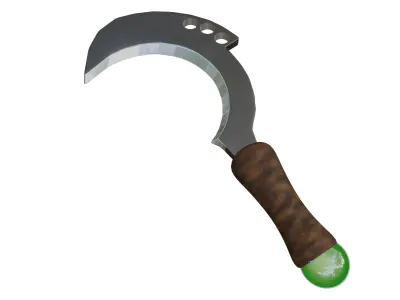 Curved Cerulit Sword 3D Model with Green Jade 3D model