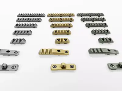 MLOK 1913 Picatinny Rail Sections Free low-poly 3D model