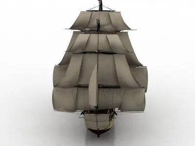 sailing fregatte old ancient 3D model