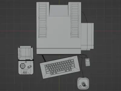 Retro Computer Gameboy and Joystick Low-poly 3D model