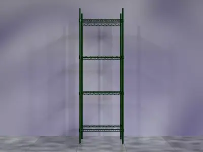 Wire Shelves - 24 inches X 18 inches X 72 inches in green epoxy Low-poly 3D model