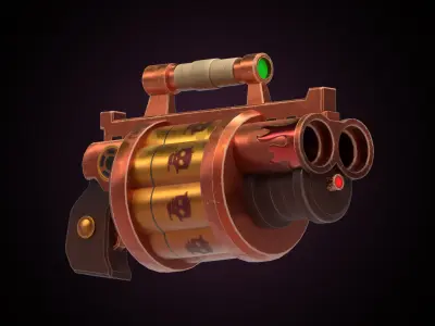 Stylized Fire Revolver 3D model