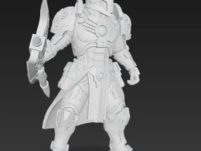 3D Printable Armored Sentinel Mighty Warrior Figure  3D model