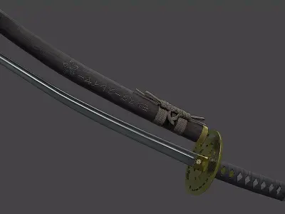 Katana two samurai swords Free low-poly 3D model
