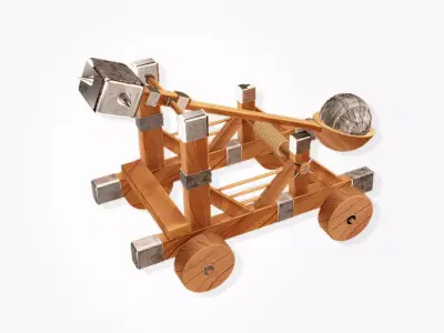 Medieval Catapult 3D model 6