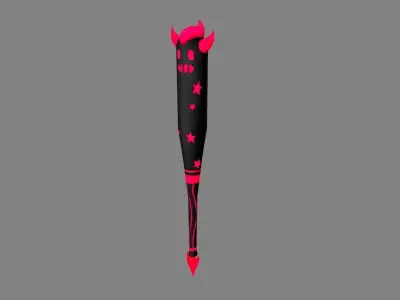 Cartoon Devil Baseball Stick Low-poly 3D model