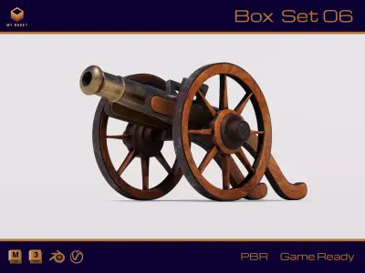Old war cannon Low-poly 3D model