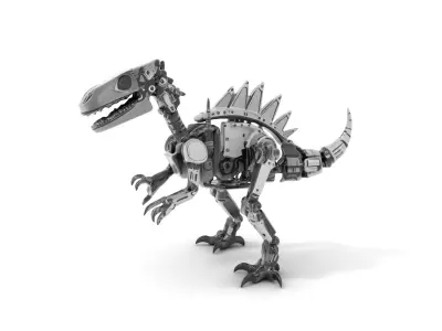 Metallic Dinosaur Robot Model Pack Low-poly 3D model