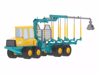 Harvester Forestry 208F Crane Low-poly 3D model