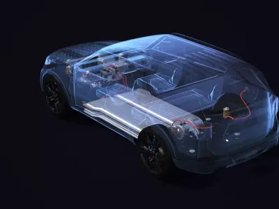 Electric AWD Car Suspension X-Ray 3D model