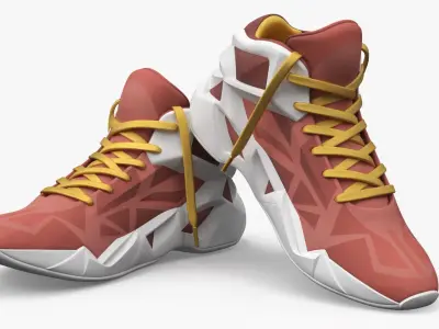  Futuristic Athletic Sneakers with Contrast Sole Coral Red 