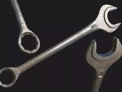 Old Combination Wrench PBR Low-poly 3D model