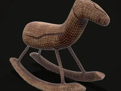 Rustic Medieval Rocking Horse Low-poly 3D model